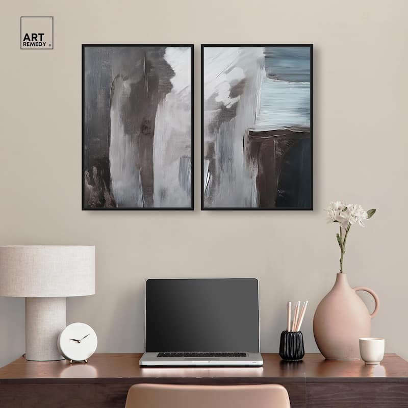 Monochrome Mood I Canvas Set of 2 by Art Remedy