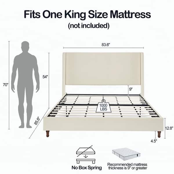 dimension image slide 23 of 27, Harper Tall Headboard Upholstered Bed