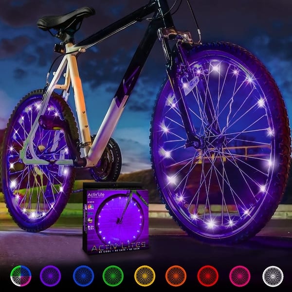 slide 2 of 6, Activ Life Bike Lights (2 Tires, Purple), Top Easter Basket Stuffers, Summer Travel Essentials for Women & Girls