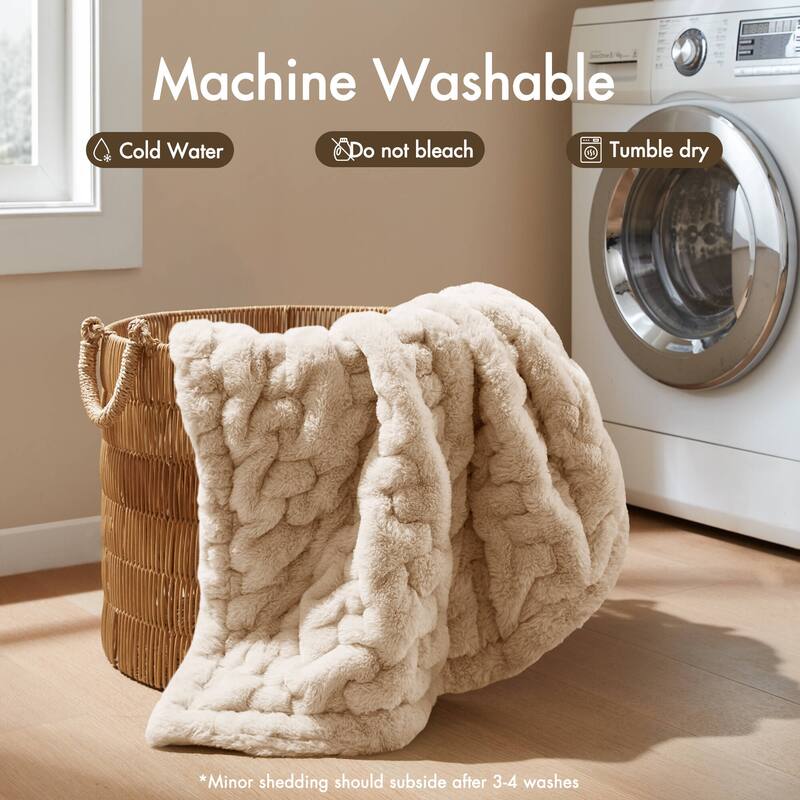 Madison Park Ruched Fur Throw
