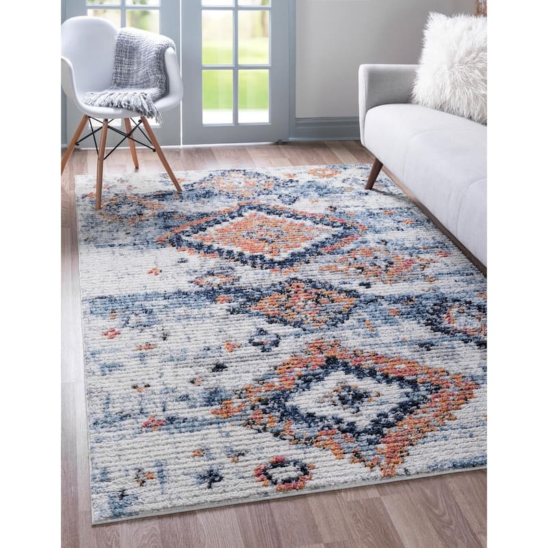 Contemporary Zaire Collection Area Rug - Ivory - 5'x8'