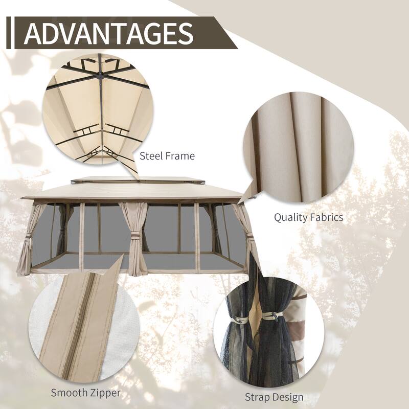 Cozywor 20 ft. x 10 ft. Outdoor Patio Double Vented Roof Gazebo