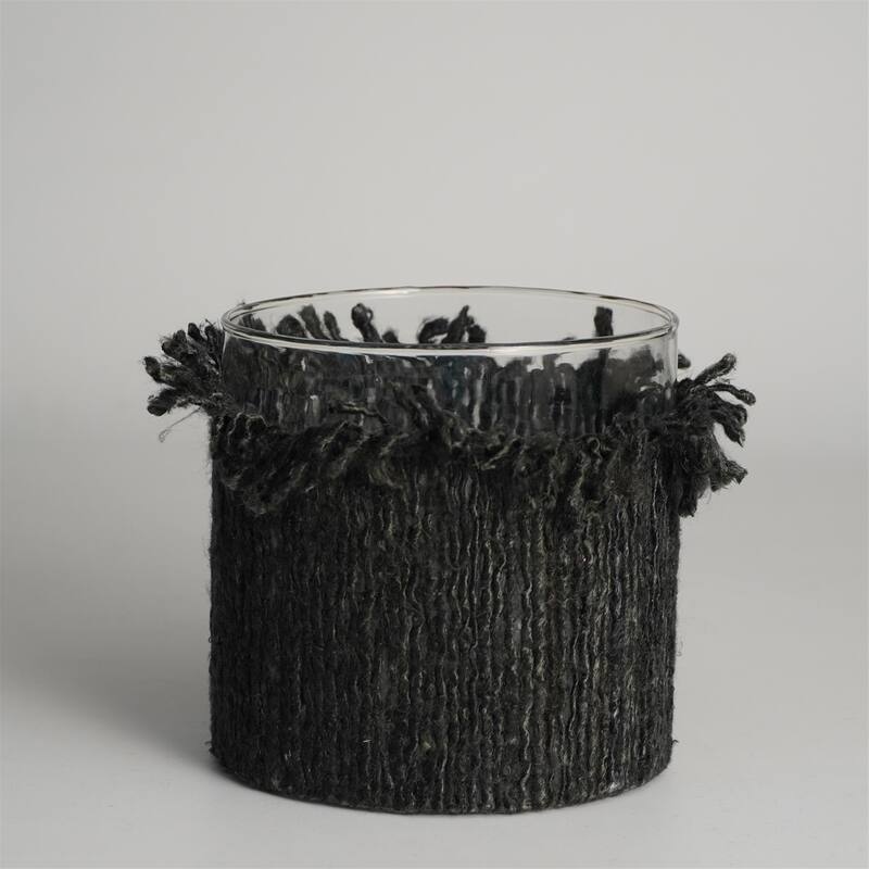 Textured Glass Votive Candle Holder - 6" - Dark Gray