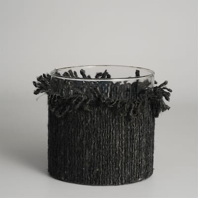 Textured Glass Votive Candle Holder - 6" - Dark Gray