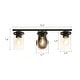preview thumbnail 7 of 11, Modern Farmhouse 3-Light Black Bathroom Vanity Light Cylinder Glass Wall Sconce - W 21.6" x L 7.8" x H 6.7"