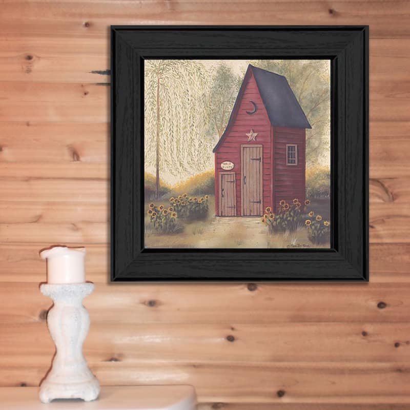 TrendyDecor4U Traditional "Folk Art Outhouse" Framed Print Wall Art by Pam Britton