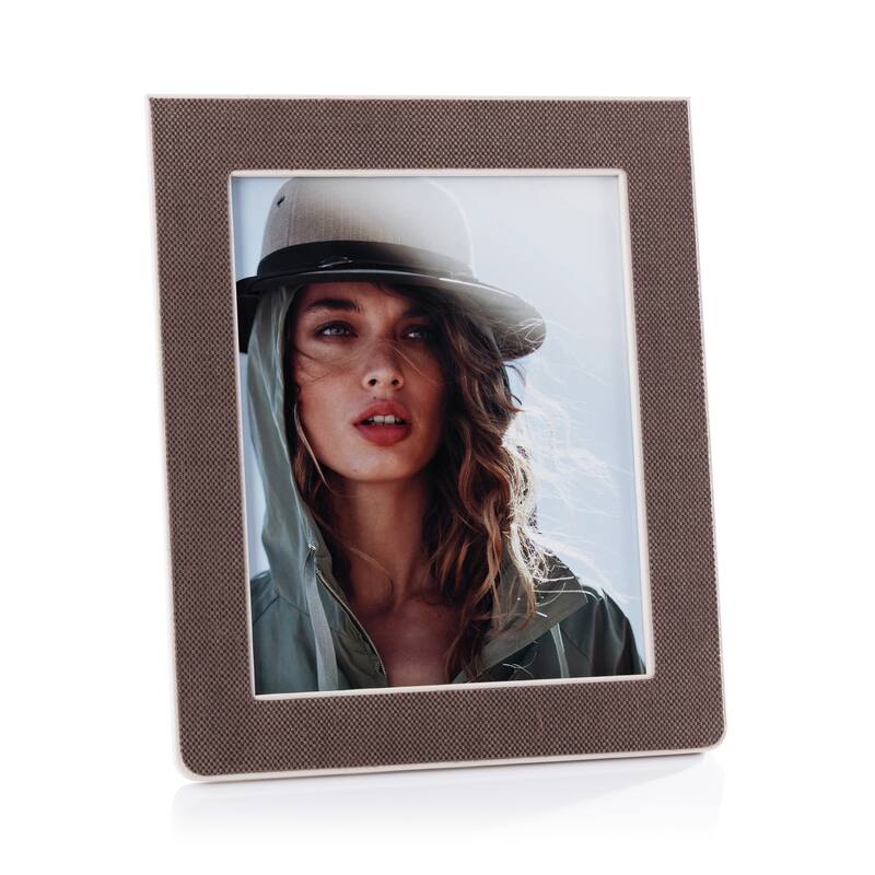 Raffia Over Nappa Cream Leather Photo Frame - 8" x 10"