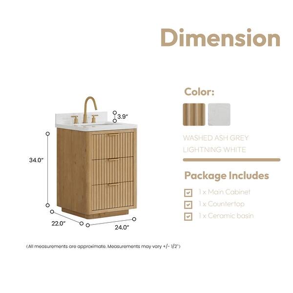 dimension image slide 6 of 9, Cadiz Bath Vanity with Composite Stone Top without Mirror