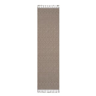 LOOM & LUXE Collection 2X8 Mocha/Geometric Area Rug - 96" D x 26" W x 0.28" H
