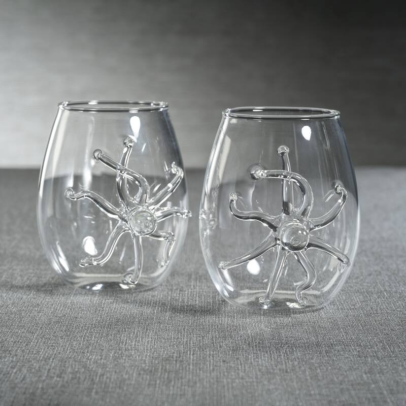 Octopus Stemless Glasses, Set of 6