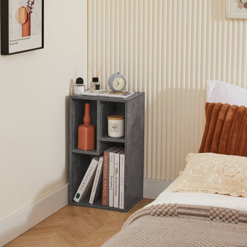 VECELO Wood Organizer Bookcase,Fits Tallest Hardcovers, Customized Storage Display Shelf, Free Standing for Living Room, Bedroom