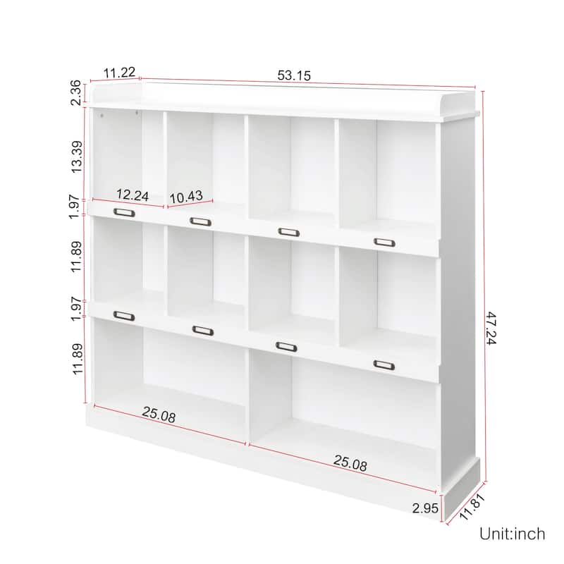 GDF Studio - Oxon Modern 10-Shelf Bookcase with Cubby Storage