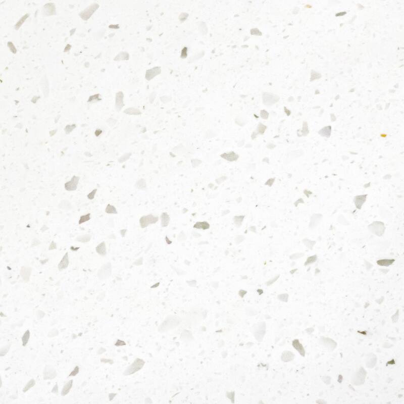 Gema 6 Drawer Wide Dresser, Light Gray Solid Wood with Cultured Stone Top