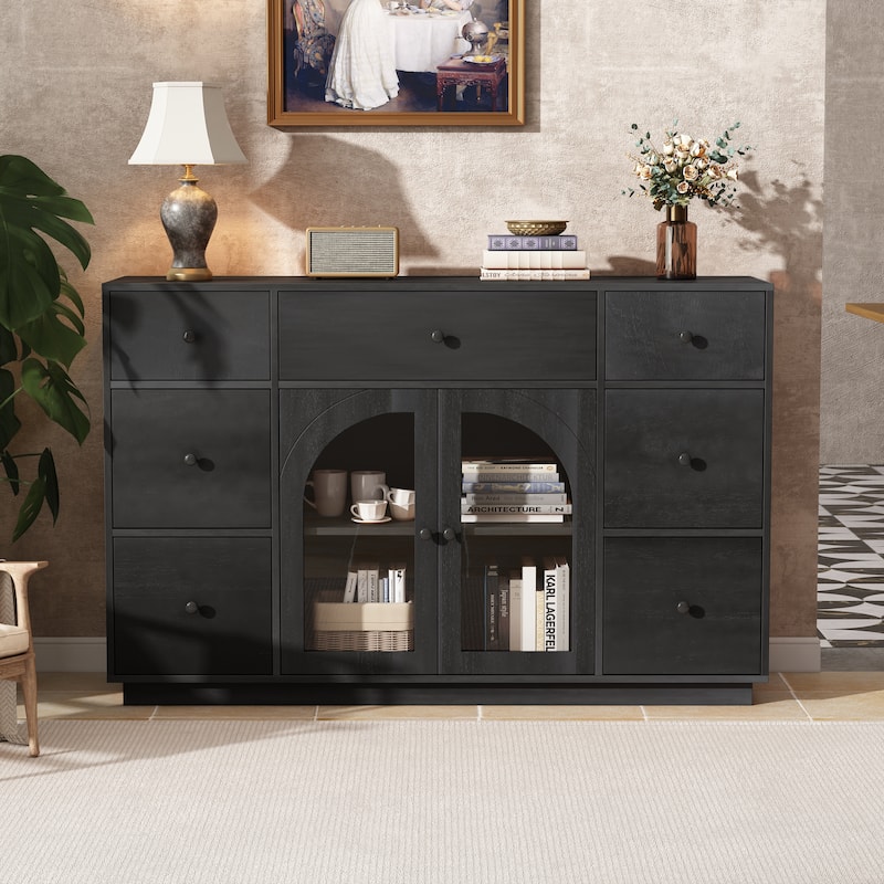 Rossetta Modern Accents Stylish Cabinet with Storage and Metal Hardware - Black