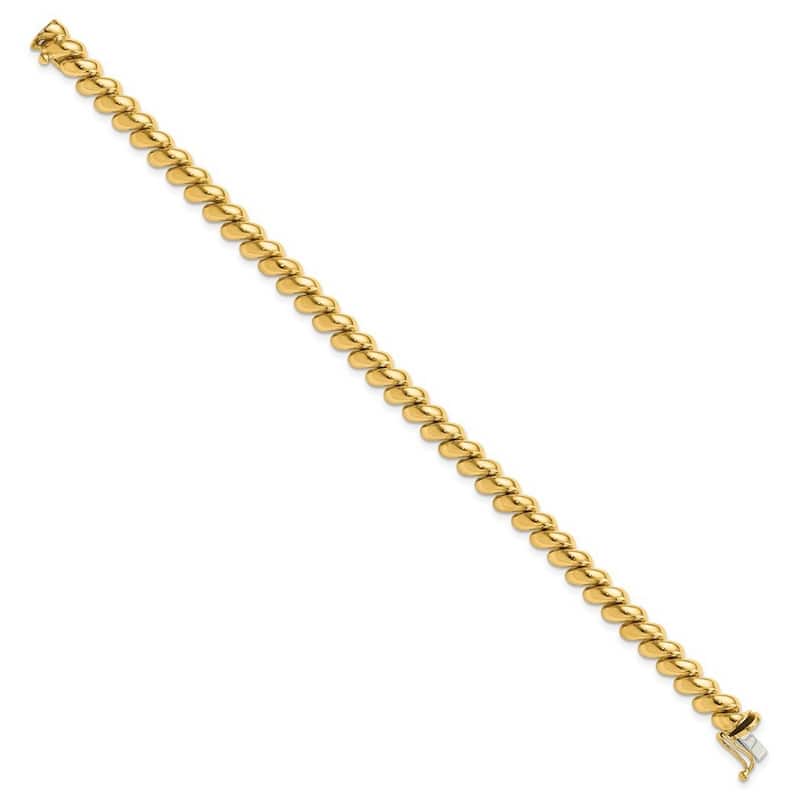 Curata 10k Solid Yellow Gold 5mm Polished San Marco Bracelet - 7" or 8"