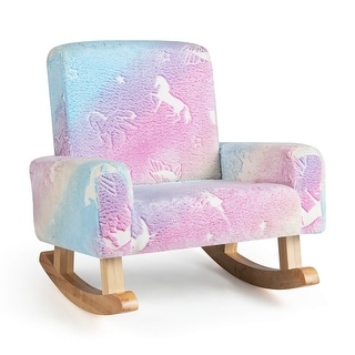 Costway Kids Rocking Chair Upholstered Flannel Children Rocker with - See Details