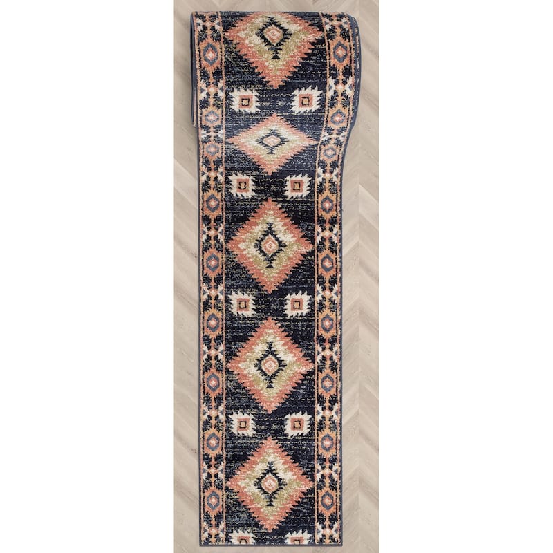 Custom Size Runner Tulsa Lea Southwestern Medallion Stair-Hallway Rug