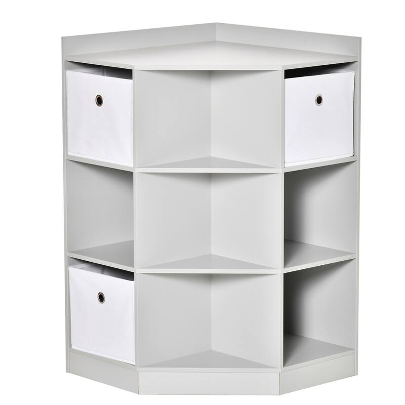 Kids Corner Cabinet,Cubby Toy Storage Organizer,Bookshelf w/Baskets