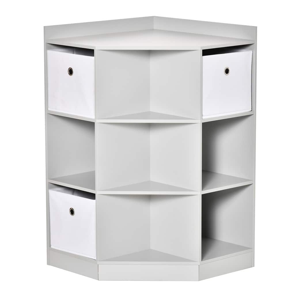Kids Corner Cabinet,Cubby Toy Storage Organizer,Bookshelf w/Baskets