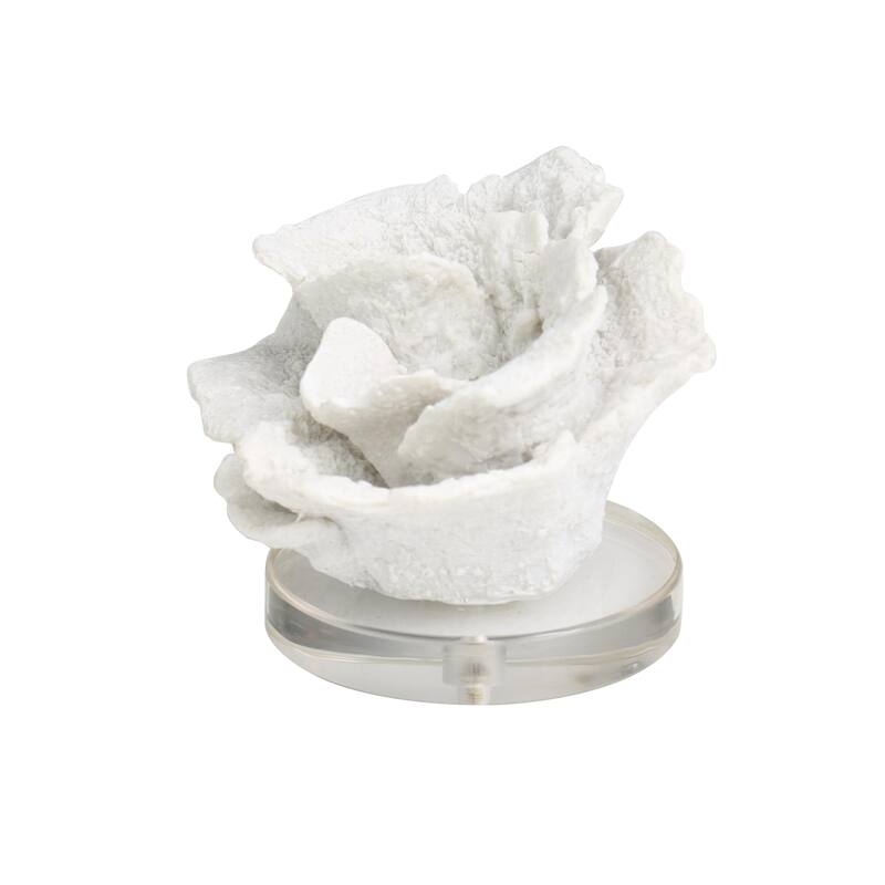 Polystone Coral Small Textured Decorative Sculpture with Clear Acrylic Base - White - Roche River Decor