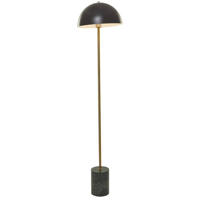 Metal Umbrella Style Floor Lamp with Black Marble Base - Black - Roche River Decor - Black - 100" cord