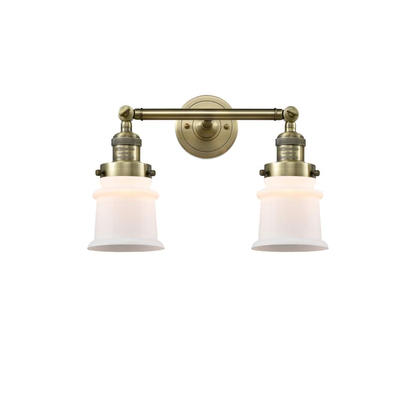 Innovations Lighting Small Canton 2 Light 17" Wide Bathroom Vanity - Antique Brass / Matte White