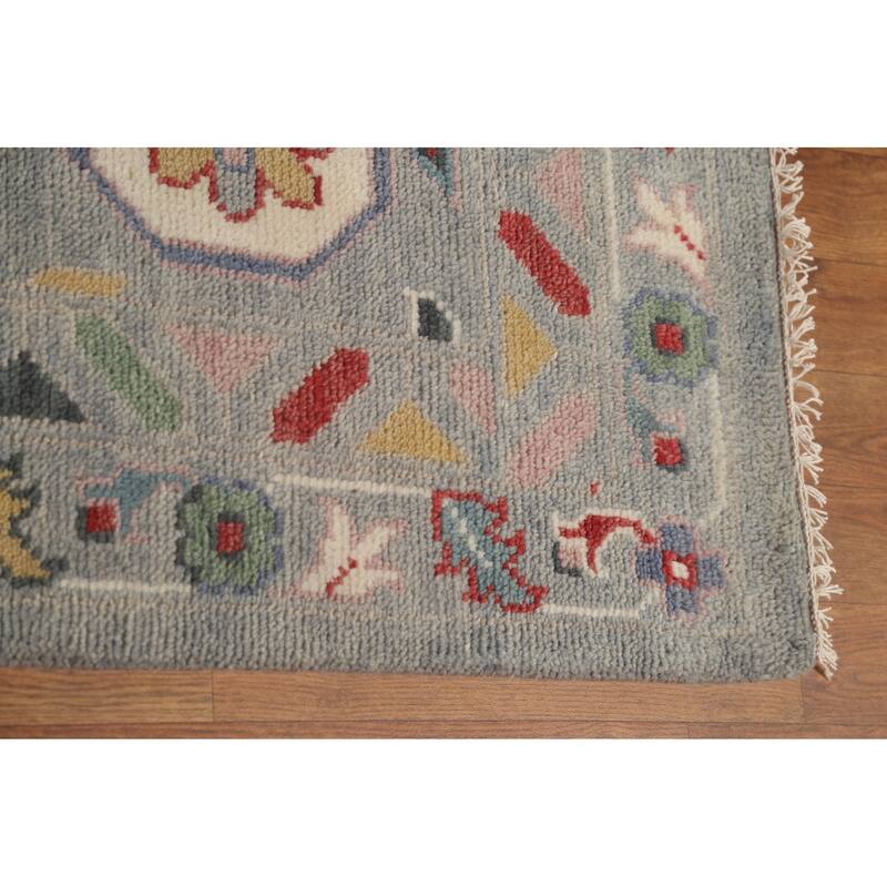 Transitional Grey Oushak Oriental Large Rug Hand-Knotted Wool Carpet - 12'1" x 14'8"