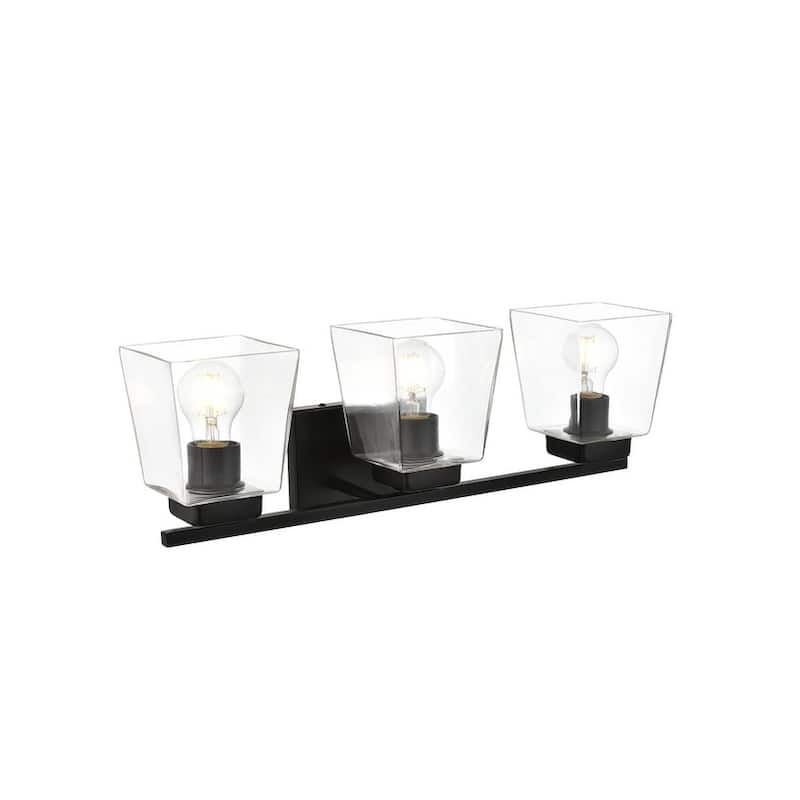 Merlin 1 Light Black and Clear Bath Sconce