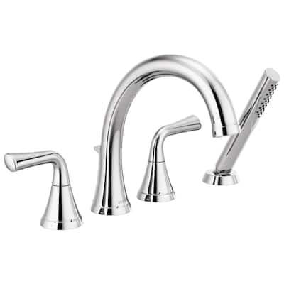 Delta Kayra Deck Mounted Roman Tub Filler with Built-In Diverter - - Champagne Bronze