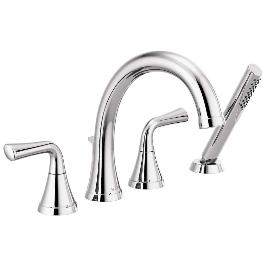 Delta Kayra Deck Mounted Roman Tub Filler with Built-In Diverter - - Champagne Bronze