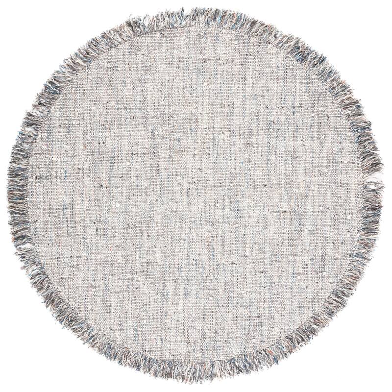 SAFAVIEH Handmade Vermont Larissa Wool Rug - 6' Round - Light Grey/Ivory