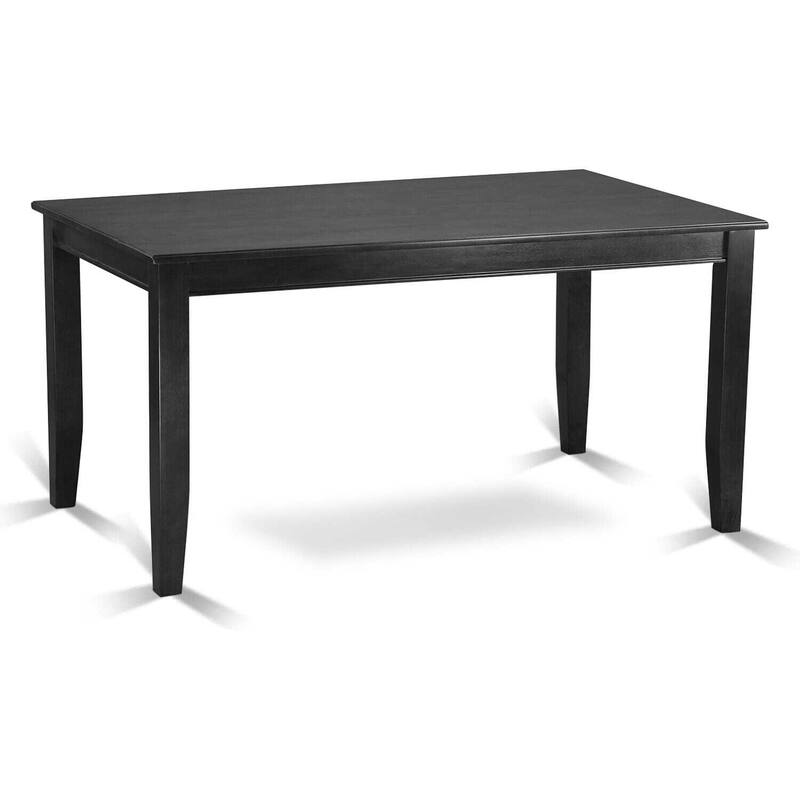 HomeStock 7-Piece Rectangle Black Finish Solid Wood Top Dining Table with 6 Parson Chairs with Lattice Back