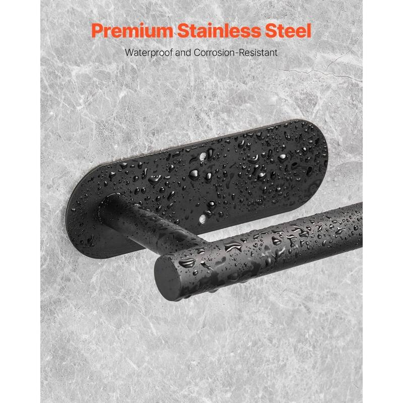 Black Stainless Steel Wall Mounted Paper Towel Holder Under Cabinet and Self-Adhesive or Drilling Installation