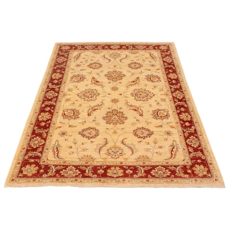 ECARPETGALLERY Hand-knotted Chobi Finest Ivory Wool Rug - 6'0 x 9'0