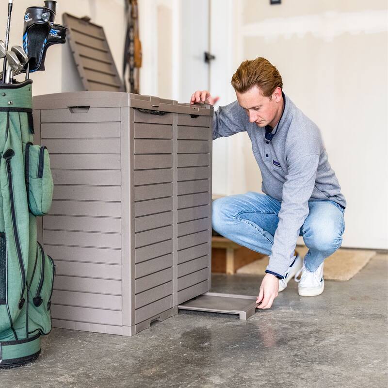 78-Gallon Double Patio Trash Can with Lid - Black