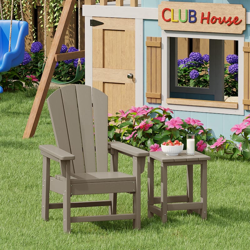 Laguna Kids Outdoor Poly Adirondack Chair With Side Table 2-Piece Set