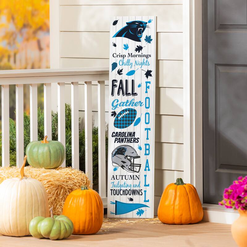 47" Double Sided Seasonal Porch Leaner, Carolina Panthers - 47" x 11.25" - Fall