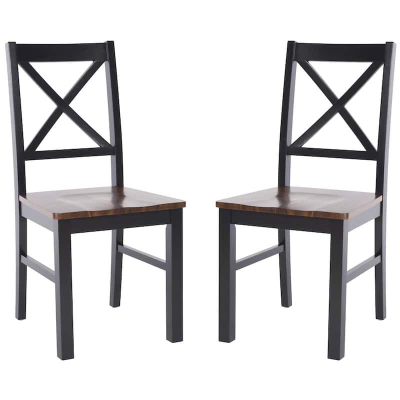 SAFAVIEH Concetta White/Natural Dining Chair - 17.5" W x 19.5" L x 37" H - 18"W x 20"D x 37"H - Black/Walnut