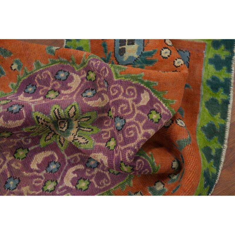 Hand Knotted Oriental 100% Wool Carpet Traditional Floral Oranges & Rust Tabriz Area Rug - 4' 10'' X 3' 1''
