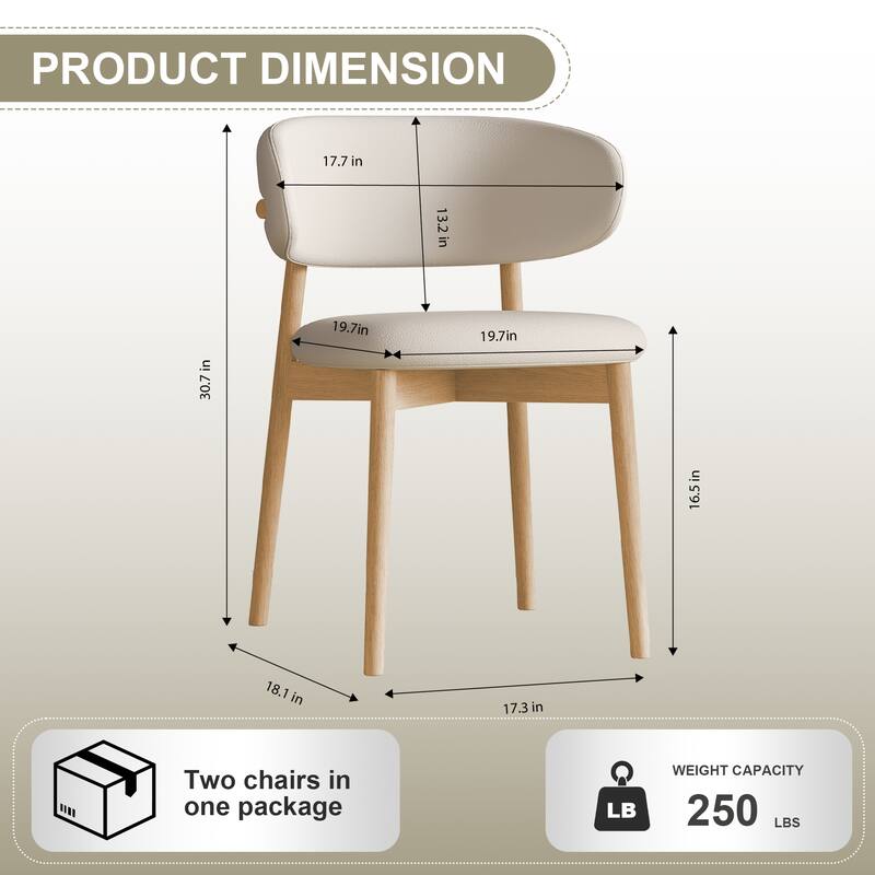 PU Leather Chair Vanity Chair Dining Chair White Side Chair Accent Chair Kitchen Chair with Wood Legs