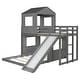 preview thumbnail 38 of 44, Playhouse Inspired Twin over Full Bunk Bed with Playhouse, Slide & Ladder