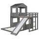 preview thumbnail 23 of 44, Wooden Twin Over Full Bunk Bed with Treehouse Loft, Slide & Guardrail