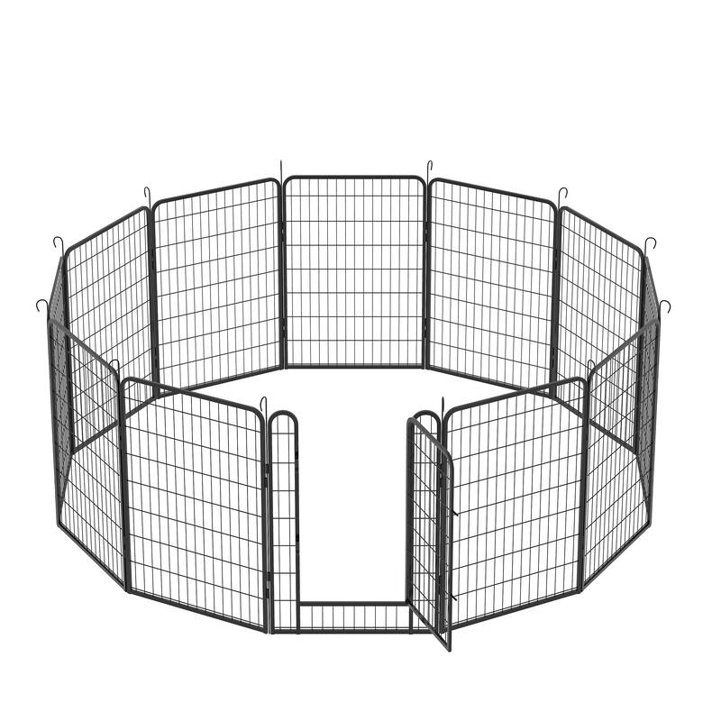 12 Panels Heavy Duty Metal Pet Fence Playpen Kit Indoor/Outdoor Pet Dog Fence Playground Exercise Pen (39.37 in. H x 27.76 W)