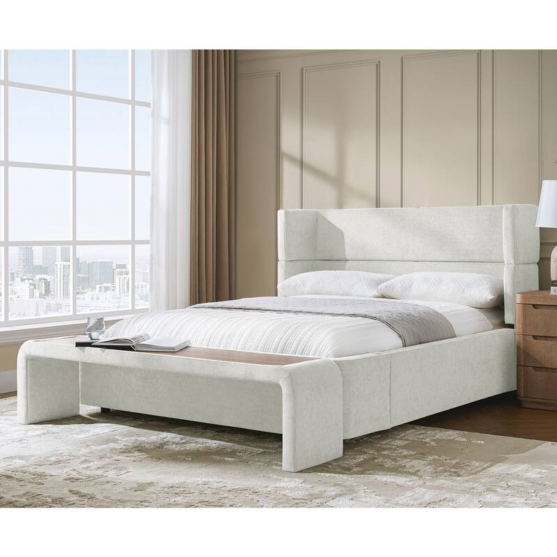 Kenneth Mordern Upholstered Bed with Four Interchangeable Configurations and Bed Tabled by HULALA HOME