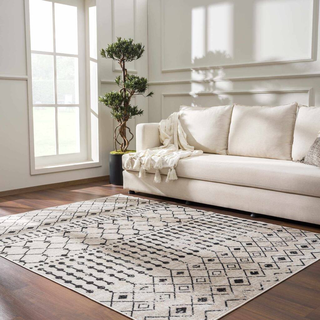 Hauteloom Joppatowne Hallway, Kitchen Machine Washable Runner Rug - Black, Gray, Peach - 2'7" x 7'3"