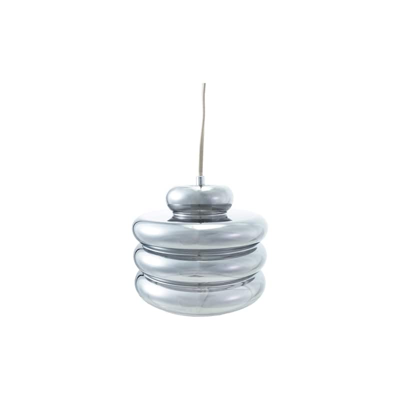 Glass and Metal Pendant Lamp, 6' Cord, Chrome Finish - 9.5"L x 9.5"W x 7.9"H - Chrome
