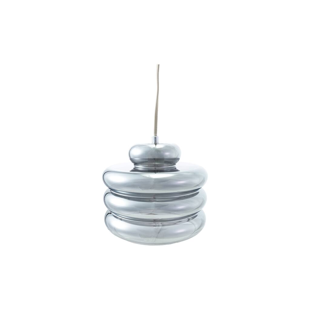 Glass and Metal Pendant Lamp, 6' Cord, Chrome Finish - 9.5"L x 9.5"W x 7.9"H