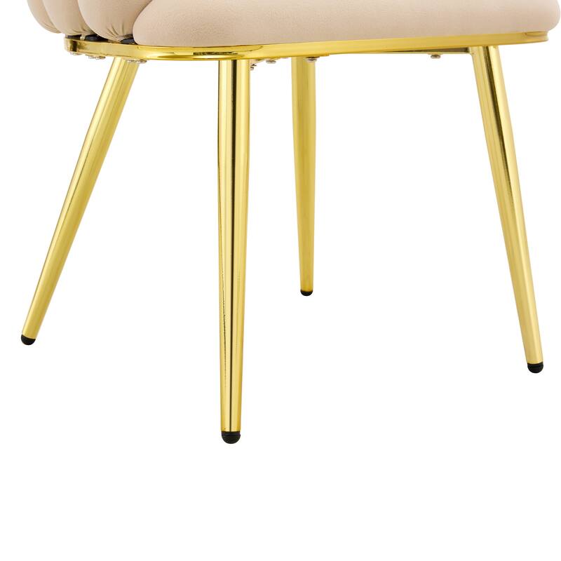 Velvet Dining Chairs Set of 2, Modern Upholstered Vanity Chairs Accent Chairs with Golden Metal Legs