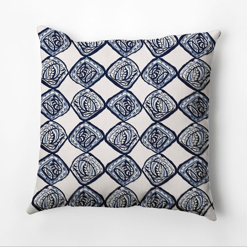 Cowry Check Outdoor Pillow - Navy Blue - 16" x 16"