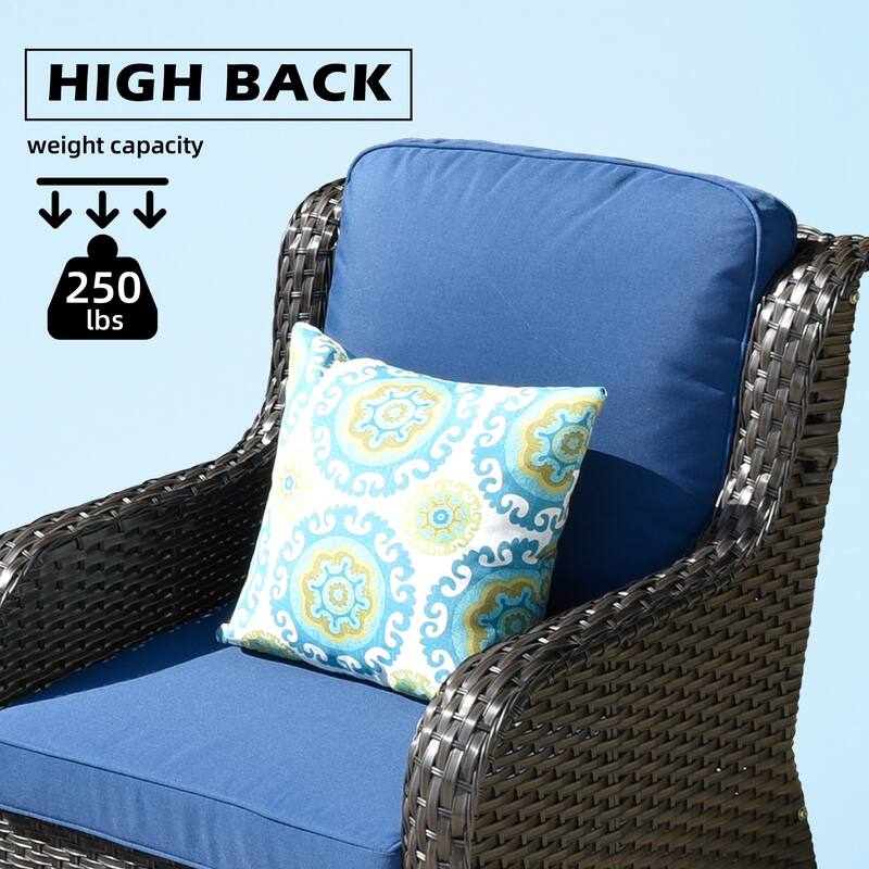 OVIOS 7-piece Patio Swivel Chair Set with 42" Fire Table